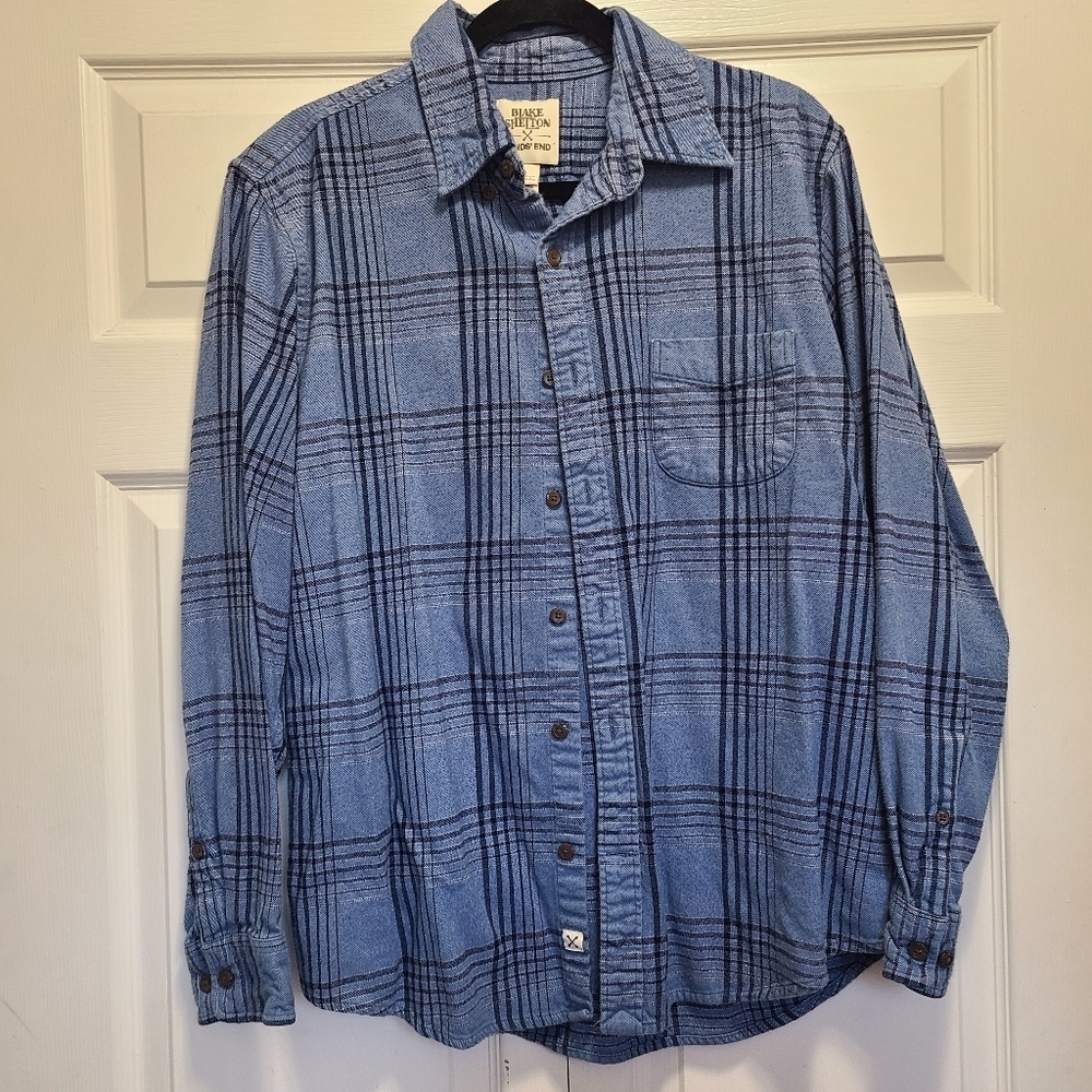 BLAKE SHELTON LANDS END Size L Flannel Button Down Shirt